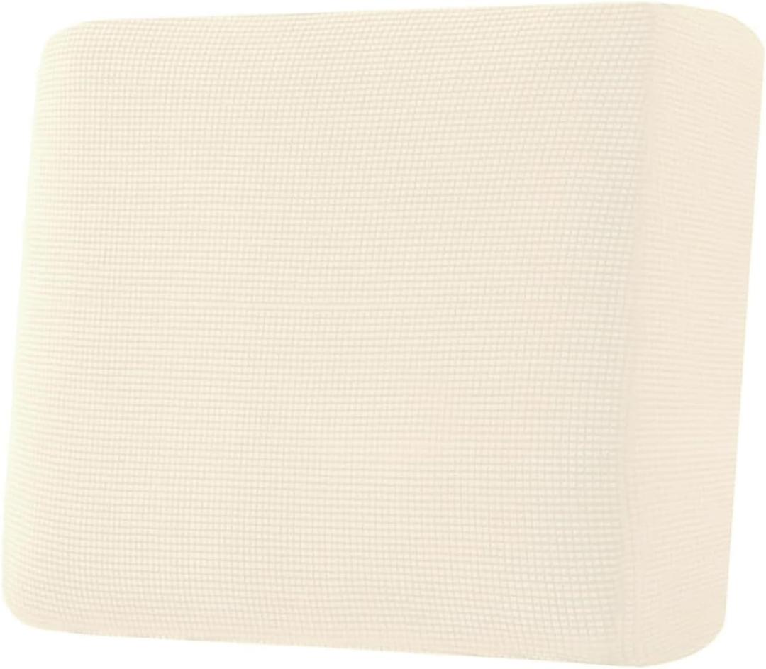 H.VERSAILTEX Super Stretch Individual Seat Cushion Covers Sofa Covers Couch Cushion Covers Slipcover Sets Thick Jacquard Textured Twill Fabric (1 Piece Chair Cushion Cover, Cream)