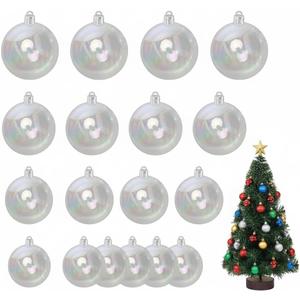 Clear Plastic Christmas Ball Ornaments Iridescent Christmas Tree Decorations Mini Clear Classic Christmas Balls Hanging Ornaments for Halloween DIY Bubbling Cauldron Pot Holiday Party (18)