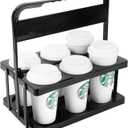 musbus Portable Drink Carrier Suitable for Doordash Accessories Grubhub Postmates Drivers, Reusable Cup Holder with Handle,Perfect Plastic take Out Carriers delivery, Black, (112)