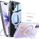 for iPhone 17 Case: with 360 Spin Magnetic Stand, Camera Control Button, Fit for MagSafe, Military Drop Protection, Protective Slim Phone Cover for iPhone17 with Ring Kickstand, 6.3", Clear