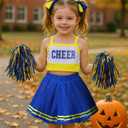 JenPen Cheerleader Dress for Kids Girls Outfit Crop Top Skirt with Bow Hair Rope and Ball Halloween Costume Set (Small)