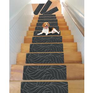 Non-Slip Stair Treads Mat Carpet for Wooden Steps(15 Pack), 21.6 x 7.4IN Self-Adhesive, Safety Indoor Stair Runner Mats, Anti Slip Stair Treads for Kids Elders and Dogs Pets