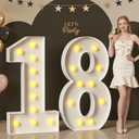 Mixifox 18 Light up Numbers 4 Feet Tall, 18 Marquee Numbers for Party, 18th Birthday Decorations, Big 18 Sign with Light for Anniversary, Birthday Backdrop Decor