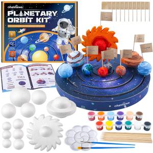 Solar System Project Kit for Kids, Mixed Sized Foam Balls, Painting Tools and Disc Planetary Orbits, DIY Planets Model for Kids, Stem Toy for Boys and Girls