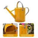 yourjoy Metal Watering Can, One Gallon Watering Cans Stainless Steel for Outdoor Indoor Garden Plants Watering (Yellow)