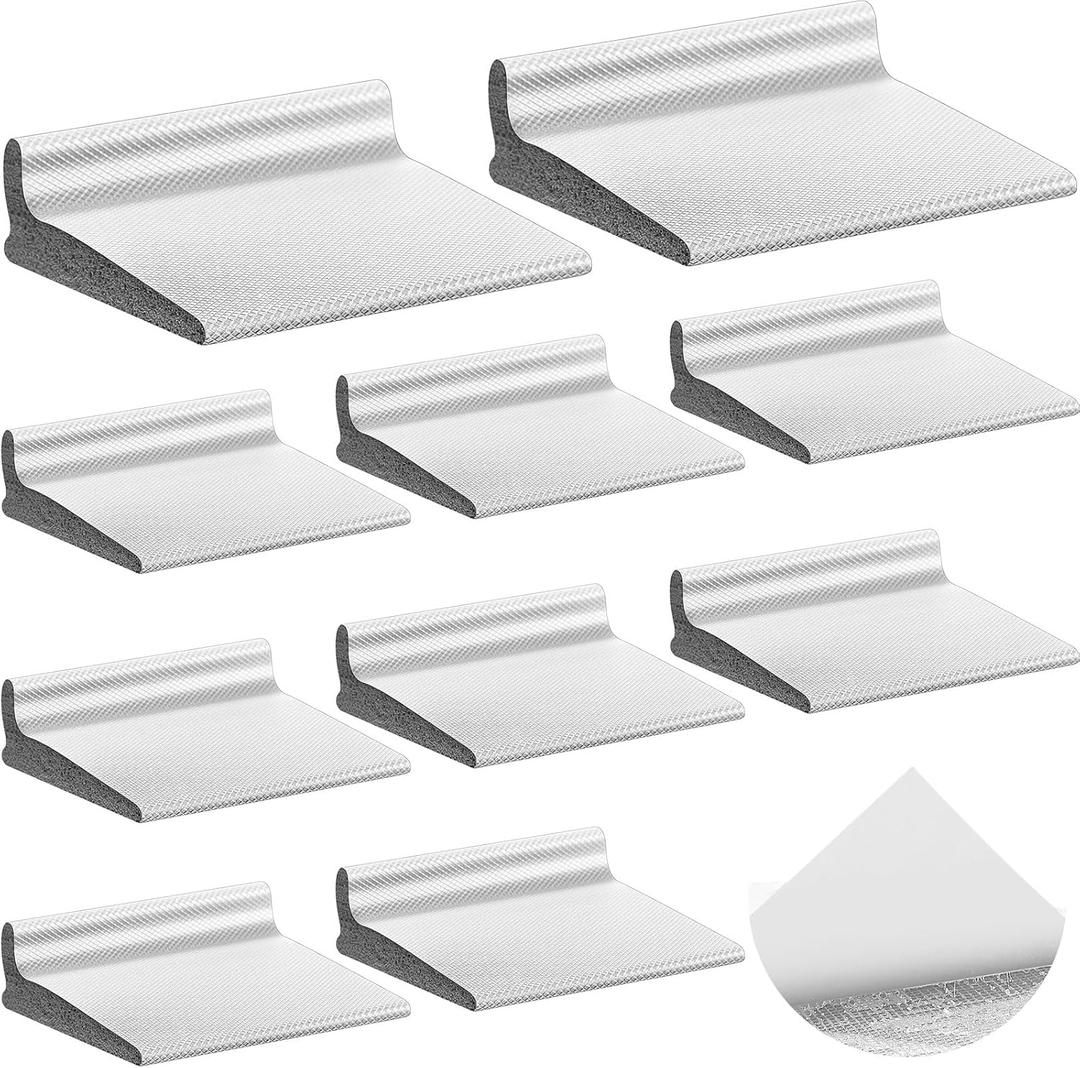 Pangda 10 Pcs Door Corner Seal, Self Adhesive Frame Door Corner Seals Raised Behind Weatherstripping for Noise Isolation and Weather Protection (Classic,White)