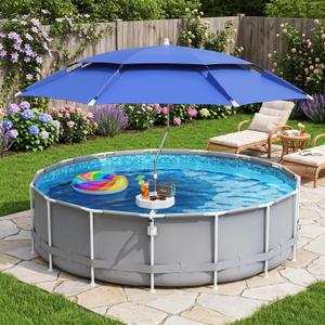 5.7ft Above Ground Pool Umbrella with Bar Cup Holder and Rust-Proof Clamp
Heavy-Duty Rust-Proof Clamp for Rectangular & Oval Metal Frame Pools – UV Protection Sunshade for Patio, Deck, & Backyard