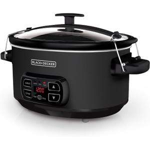 BLACK+DECKER 7-Quart Slow Cooker, SCD4007, Chalkboard Exterior, Locking Lid, 3 Heat Settings, Removable Stoneware Crock
