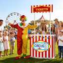 Capoda Large Carnival Ticket Booth Standup Kit, 3D Life Size 6.4 Ft Circus Party Decorations Red White Striped Ticket Pop Up Bar for Birthday School Fair Theater Party Supplies
