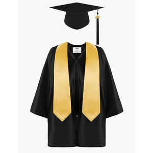 SOMSOC 4 Pieces Kindergarten Graduation Gown Grad Cap Set for Kids Preschool Nursery Graduation Stole Gown with 2025 Tassel Black 4'3"-4'5"