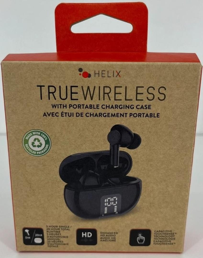 Helix TW Buds Digital Readout Wireless Earbuds – Black