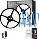 COB LED Strip Lights 50ft,6000K DC 24V Dimmable White Flexible LED Rope Lights for Bedroom,with Remote and app Control LED Lights Strip for Living Room, Shelf, Cabinet