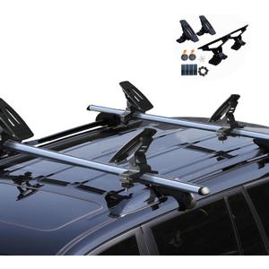 135LB Kayak Saddle, Aluminum Rustless Kayak Roof Rack with 1.5" Width Tie Down Straps for Carrier Canoe Boat Paddle Board Surfboard, to Mount on Car SUV Truck Crossbar