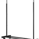 Clothing Rack, 55.51 Inch Heavy Duty Clothes Rack Rolling Garment Rack with Wheels and Bottom Shelf, 130LB Capacity Clothes Racks for Hanging Clothes, Coats, Shirts, Sweaters, Skirts, Black (Single)