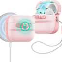ESR for AirPods 4 Case, Compatible with AirPods 4 Generation Case (2024)(USB-C), MagSafe Compatible, Magnetic Lid Lock, Drop-Proof Protection Cover with Lanyard, Pulse Series,Pink