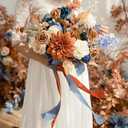 Ling's moment Wedding Artificial Flowers Package, Burnt Orange Navy Blue
