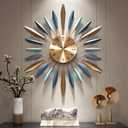 YISITEONE 28 Inch Large Wall Clock Metal Decorative, Mid Century Silent Non-Ticking Big Clocks, Modern Home Decorations for Living Room,Bedroom,Dining Room,Office