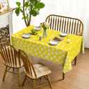 Horaldaily Spring Tablecloth 6084 Inch Rectangular, Sketchy Style Flowers Yellow Washable Seasonal Table Cover for Party Picnic Dinner Decor