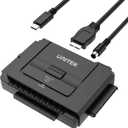 Unitek USB C to IDE and SATA Converter External Hard Drive Adapter Kit for Universal 2.5/3.5 HDD/SSD Hard Drive Disk, One Touch Backup Function, Included 12V/2A Power Adapter