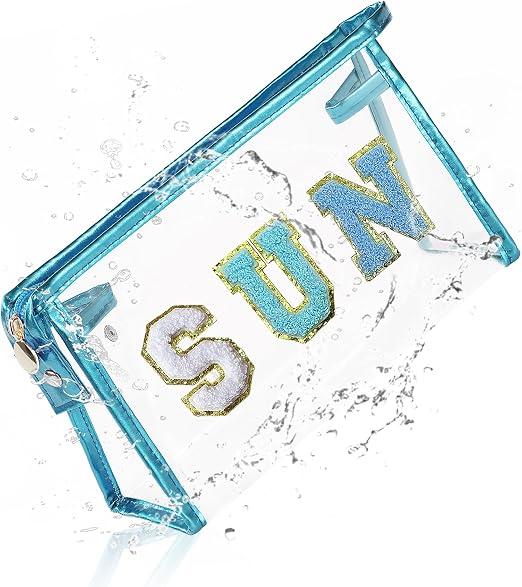 COSHAYSOO Sunscreen Bag Clear Makeup Toiletry Pouch Beach Vacation Essentials for Women Teen Girls Trip Gifts Summer Pool Travel Must Have Accessories Waterproof Stuff