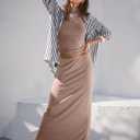 UEU Womens Skirt Set 2 Piece Outfits Summer Trendy Crop Sleeveless Tank Top High Waist Bodycon Maxi Long Dress Sets (L)