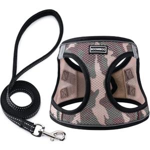 Dog Harness with Leash Set, No Pull Adjustable Reflective Step-in Puppy Pet Vest Harnesses for Small Medium Large Dogs and Cats,Camo Set S