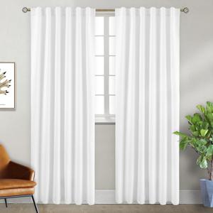 BGment Rod Pocket and Back Tab White Curtains for Bedroom - Thermal Insulated Room Darkening Curtains for Living Room, 2 Window Curtain Panels (52 x 90 Inch, Pure White)