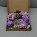 Artificial Flower Purple Combo Box Set Fake Rose Dahlia for DIY Wedding Center Bouquet Bride Baby Shower Party Tables Decoration Floral Arrangements. (Lavender & Dark Purple)