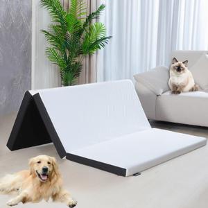 Roxzo Mattresses Toppers 3 Inches, Tri-Fold Memory Foam Mattress, Ventilated Design, Removable and Washable Cover, No-Slip Design, Easy Storage, Suitable for Camping, Guest, Floor RV, Full Size 73"x52"x3."