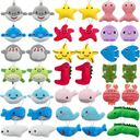XIPEGPA 40 PCS Mini Ocean Animal Plush Toys Set Cute Small Sea Creatures Stuffed Toy Keychain for Party Favors Keychain Ornament for Goody Bag Easter Egg Stuffers Carnival Birthday Party