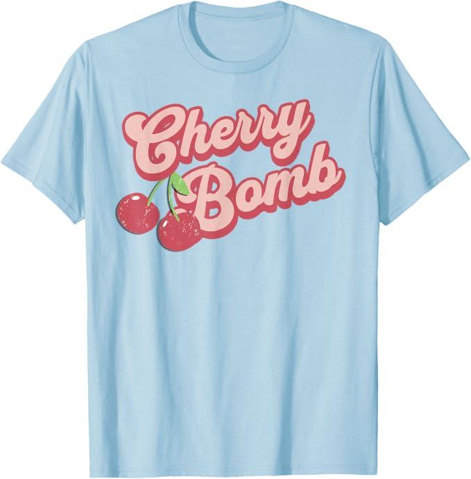 Cherry Bomb Retro Script Apparel T-Shirt, S
