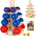 Dumbbell Rack Stand Only, Wooden 4-Tier Small Weight Holders for 5-15lbs Free Weights & Women, Compact A-Frame Hand Weight Rack for Home Gym Space Saving (Dumbbells Not Included)