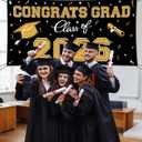 WOHOHOHO 23Pcs Graduation Decorations 2026 Set, Black Gold Porch Door Sign GRAD Banner, Class of 2026 Backdrop, 5 Colors Large Balloons, Party Supplies for High School College Indoor Outdoor Decor