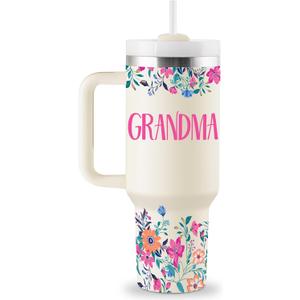 ROSTANTEN Mothers Day Gifts for Grandma Great Grandma Gift Ideas Best Grandmother Birthday Gifts from Granddaughter Grandson 40oz Travel Cup Insulated Tumbler with Lid & Straw