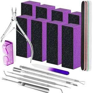 FANDAMEI Nail Care Kit, Nail Buffers and Files, Nail Cuticle Tools Kit, Nail Manicure Tools, Finger Nail File Set, Nail Buffer Block, Nail Cuticle Nippers, Ingrown Toenail Tools, Nail Care Tool Kit