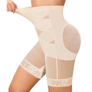 Nebility Tummy Control Shapewear Shorts High Waisted Body Shaper Butt Lifting Panties Thigh Slimmer Girdle (Brown, L)