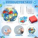 Simgoing 6 Sets Fishbowl Crafts Summer Plastic Fish Bowl Tissue Paper Crafts with LED Candle Light DIY Under The Sea Ocean Animals Decoration for Party Summer Home Activities