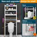 Over The Toilet Storage Cabinet,4 Tier Bathroom Organizer and Storage With Adjustable Shelf Waterproof Feet Pad and Basket Multifunctional Space Saver Freestanding Bathroom Shelves With Dividers White, Large