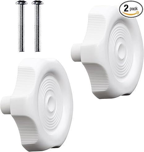 2 Pcs 20345 White RV Window/Vent Knob, 1" Shaft Screws Interior Hardware, 2-1/4'' OD Plastic Knob, Camper Windows Trailer Knob, RV Window Latch Knob, Fit for Most Standard RV, Camper, Trailers