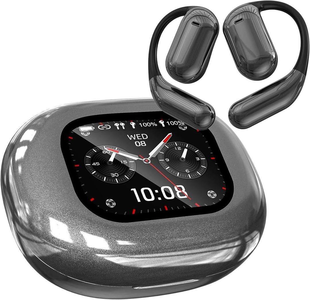 R'hllor Real-Time AI Translation Earbuds, Open-Ear Audifonos Traductores Inglés Español Two-Way Translator Headphones, Bluetooth Wireless Earhooks for Business, Travel, Learning, Meetings (Grey)