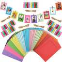 Juvale 50 Pack Paper Picture Frames 4x6, DIY Cardboard Photo Hanging Display with Clips and Strings for Wall Decor (10 Colors) - Paper Photo Frames
