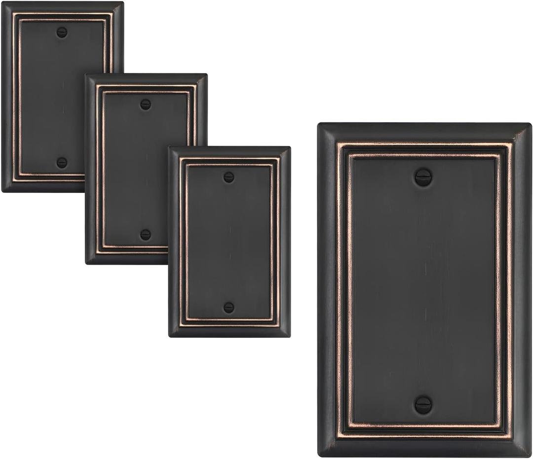 DEWENWILS 4-Pack Blank Wallplates, Aged Bronze Outlet Cover, Metal