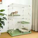 Cat Cage for Indoor Cats, DlY 2-Tier Catio & Cat Playpen with Escape-Proof Spacing, Sturdy Metal Cat Crate Kennel for Kittens, Ferrets & Small Animals