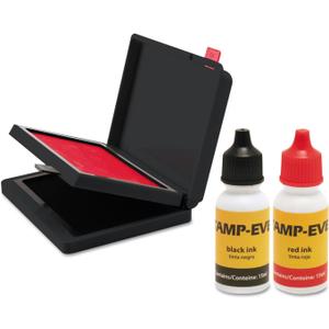 Trodat Two-Color Stamp Pad with Ink Refill, 4" x 2.38", Red/Black