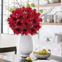 Hollyone 10 Heads Red Poppy Flowers Artificial 2Pcs Fake Poppies Flowers Bouquets with 7 Heads Full Bloom Poppy & 3 Buds Bouquet Stems Faux Floral Flower Arrangement for Party Table Home Decoration