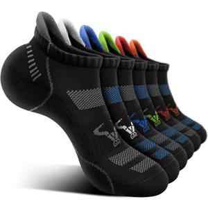 BULLIANT Men Running Socks 6Pairs-Ankle Athletic Socks Wicking Cushioned for Men Walking-Arch Compression Support 10-12