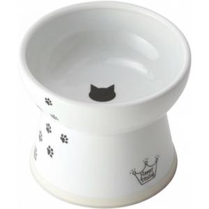 Necoichi Raised Cat Food Bowl  Ceramic Elevated Cat Bowl for Whisker & Neck Fatigue, Dishwasher Microwave Safe  Non-Slip & Anti Vomiting Ergonomic Design (Cats, Large, 2-Cup Capacity)