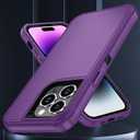 SunStory Compatible with iPhone 14 Pro Case with HD Screen Protector, 3-Layer Heavy Duty Full-Body Cover,3 in 1 Hybrid Protective Case for iPhone 14 Pro 6.1", Purple