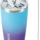 BJPKPK 20 oz Stainless Steel Vacuum Insulated Tumblers with Lids and Straw Reusable Travel Water Mug Double Wall Coffee Cup for Women and Men,Ocean Dream