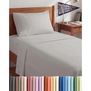 Twin XL Size 3 Piece Sheet Set - Comfy Breathable & Cooling Sheets - Hotel Luxury Bed Sheets for Women & Men - Deep Pockets, Easy-Fit, Soft & Wrinkle Free Sheets - Light Grey Oeko-Tex Bed Sheet Set